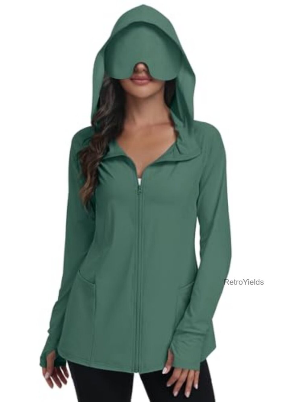 SeSe Code Travel Hoodie UPF 50 Sun Protection Zip Up Jacket with Eye Mask Thumb